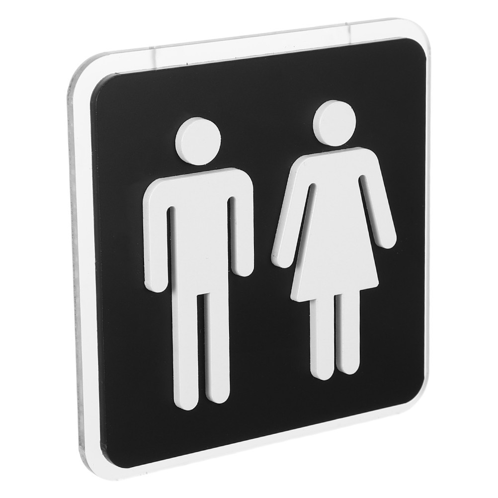 Unisex Restroom Sign: 3.94 X 3.94 Inches Black Acrylic Sign with Strong