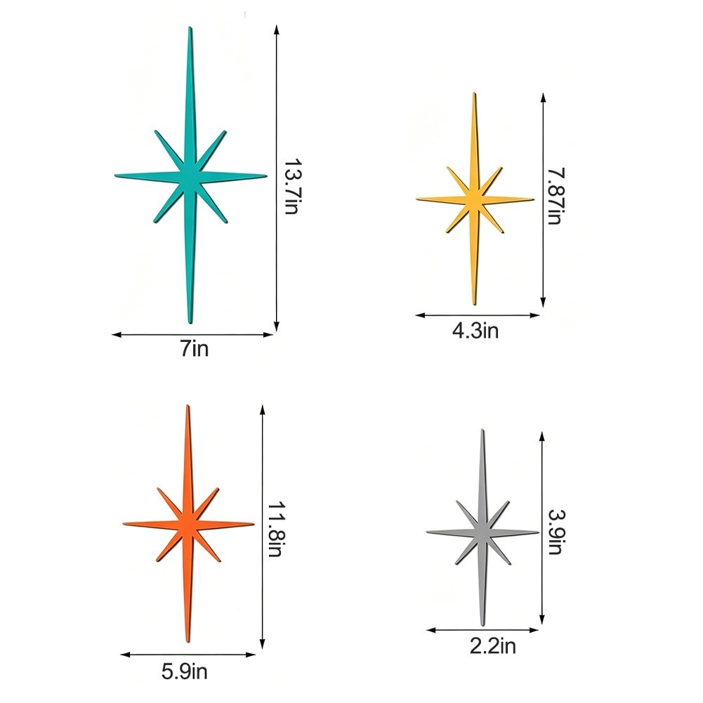 4-Pack Metal Star Silhouette Wall Decor for Garden Patio and For Home Walls