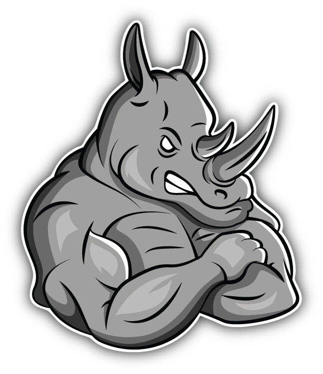 Angry Rhino Mascot Car Bumper Sticker Decal