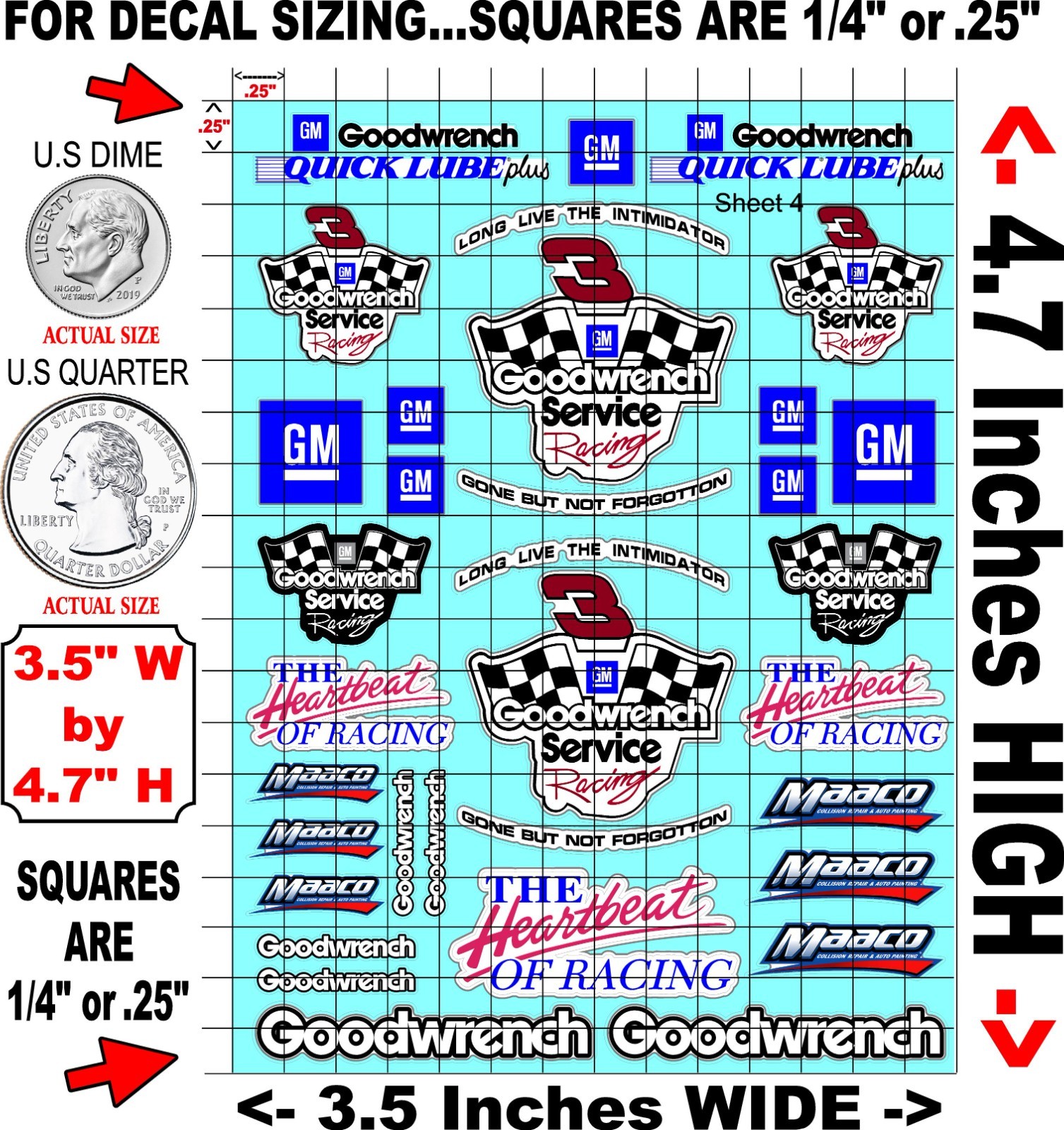White Vinyl Sticker Sheet Hurtz-R/C MODEL Decal fits 1/24-1/16 Scale CUT slotcar
