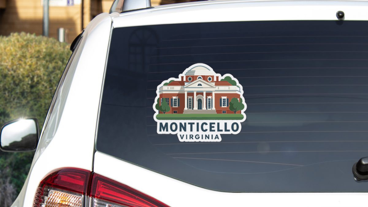 Monticello Virginia Sticker Decal Vinyl Die-Cut Symbolic Landmark Design