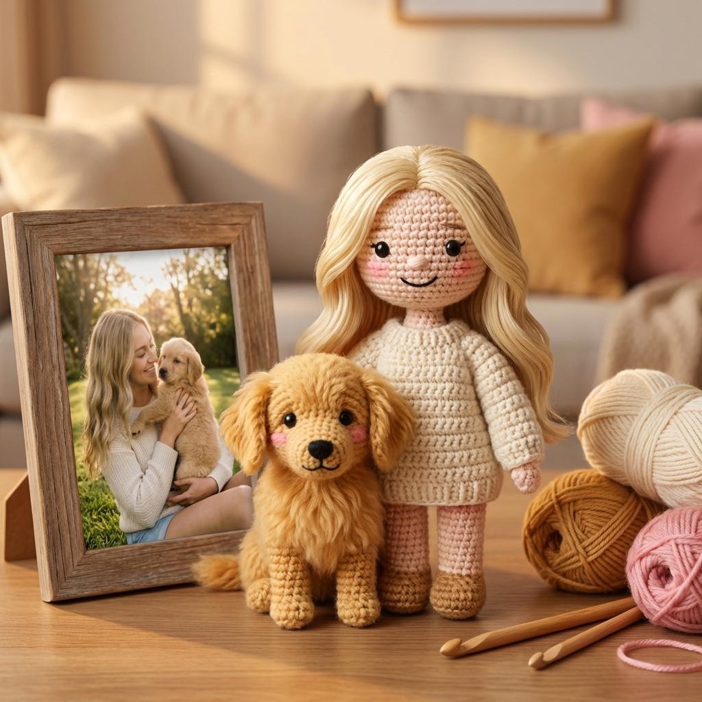 Custom Family Portrait Crochet Doll Personalized Amigurumi Gift