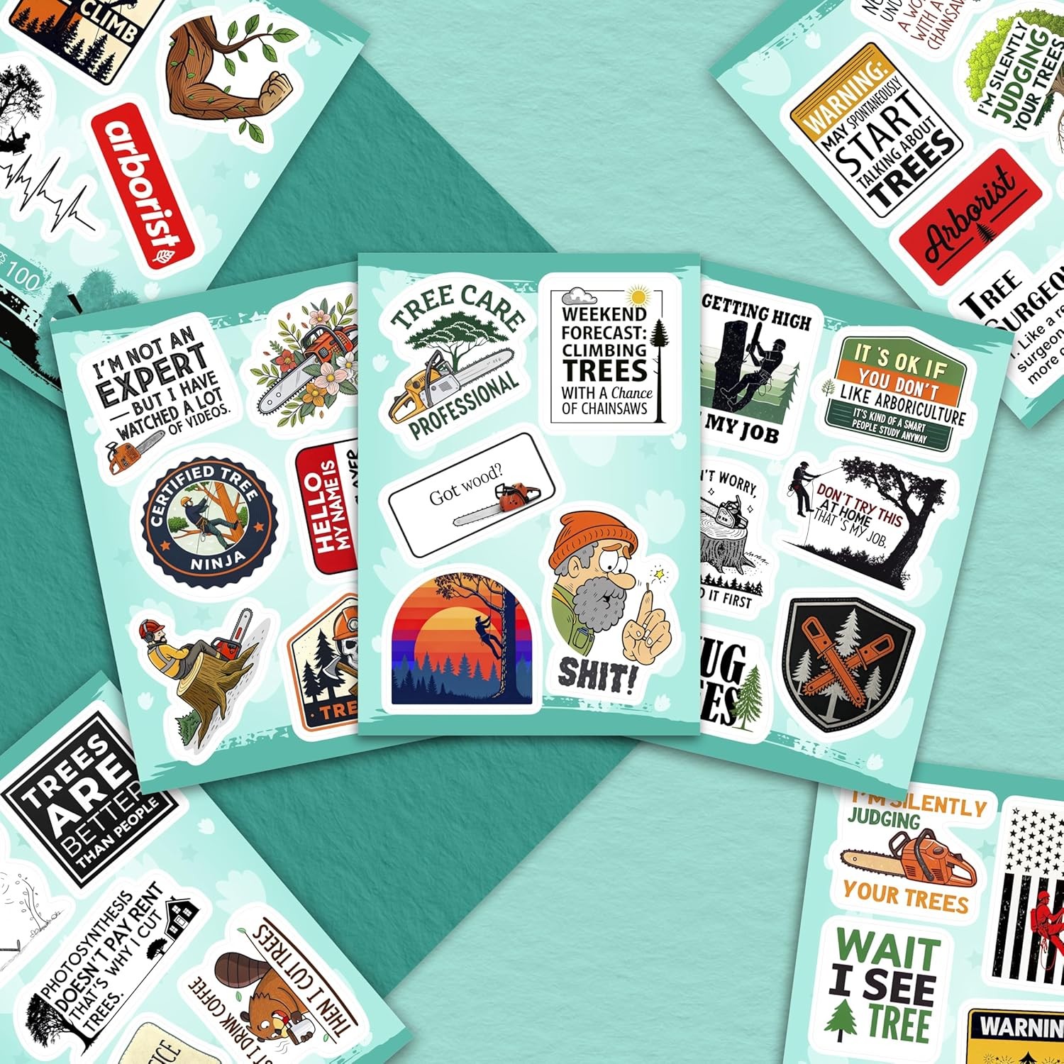 Fun Arborist Stickers Pack for Hard Hats, Laptops, Water Bottles, and More