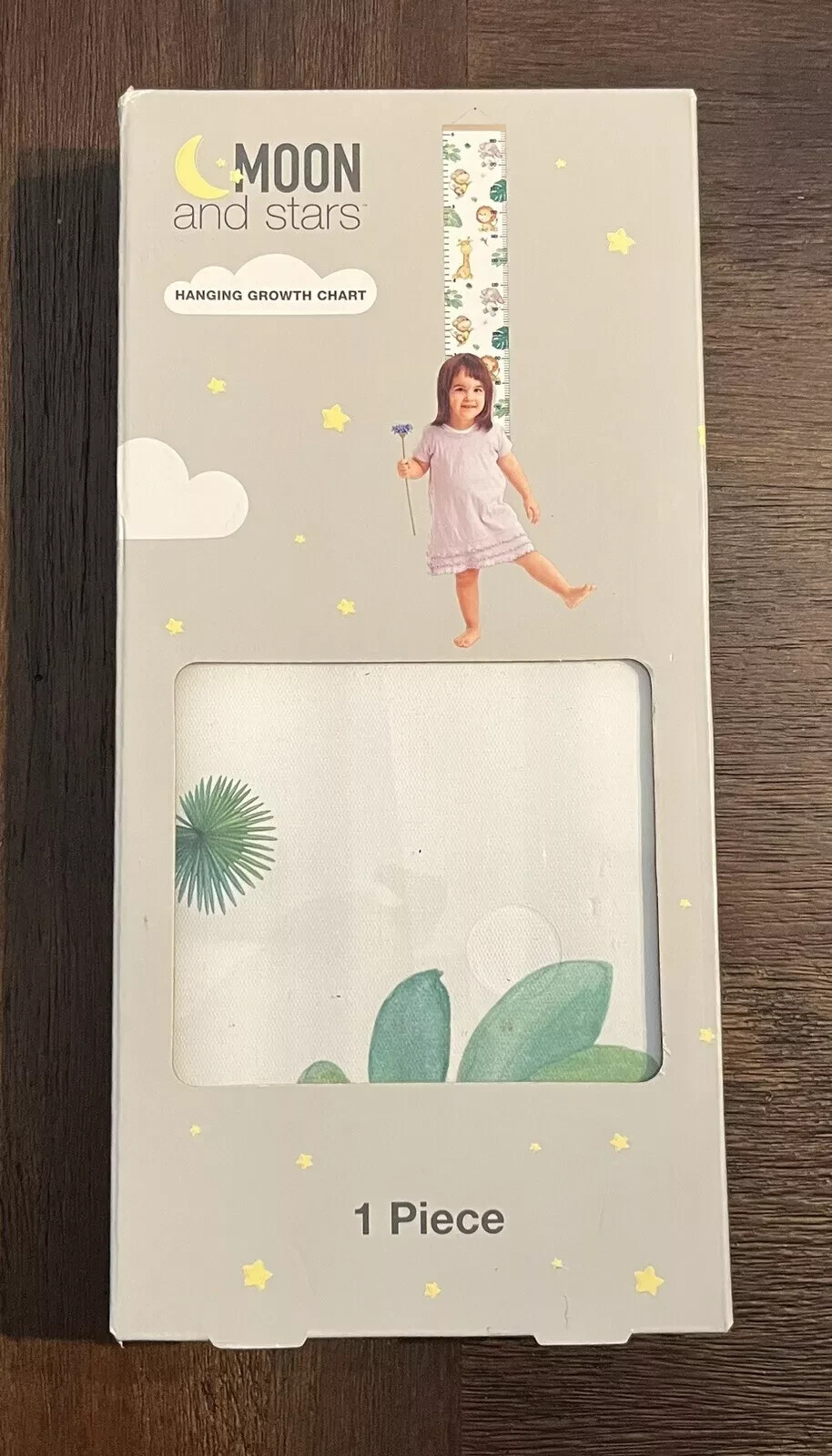 Kids Hanging Growth Chart Moon And Stars Safari Theme New in Box Child Growth