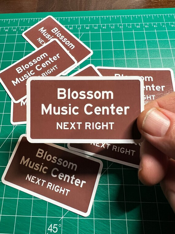 Blossom Music Center Road Sign – Laminated Vinyl Sticker – 2"x3"