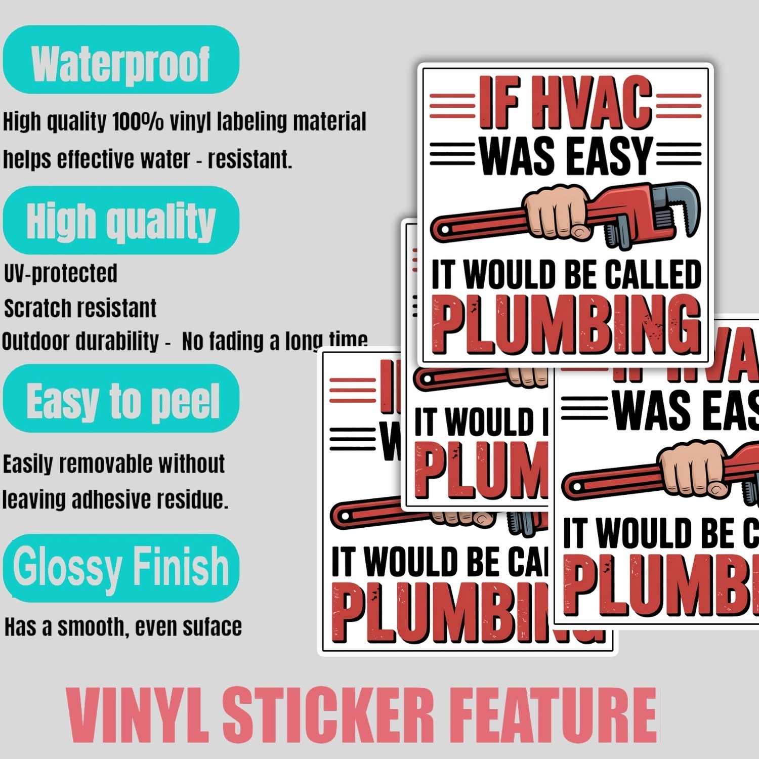 4Pcs If HVAC Was Easy It Would Be Called Plumbing Stickers – Funny Technician