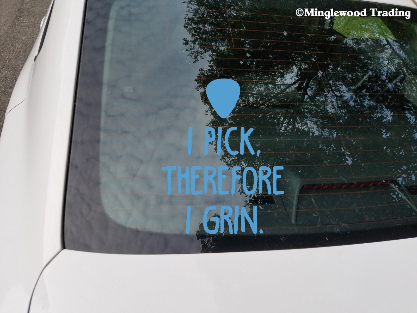 I Pick, Therefore I Grin Vinyl Sticker – Bluegrass Picking Guitar Die Cut Decal