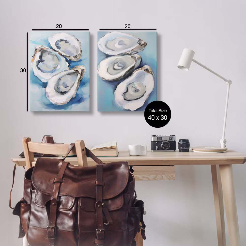 Stupell Industries Oysters on the Half Shell 2pc Canvas Art Set, 20"
