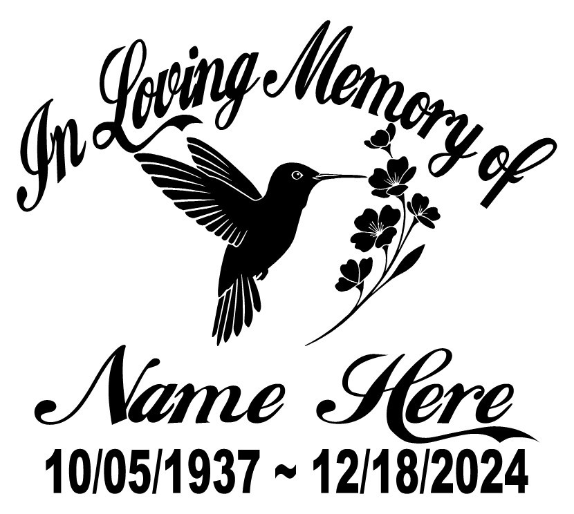 In Loving Memory Decal Hummingbird Flowers Floral Birds Car Window Vinyl Sticker
