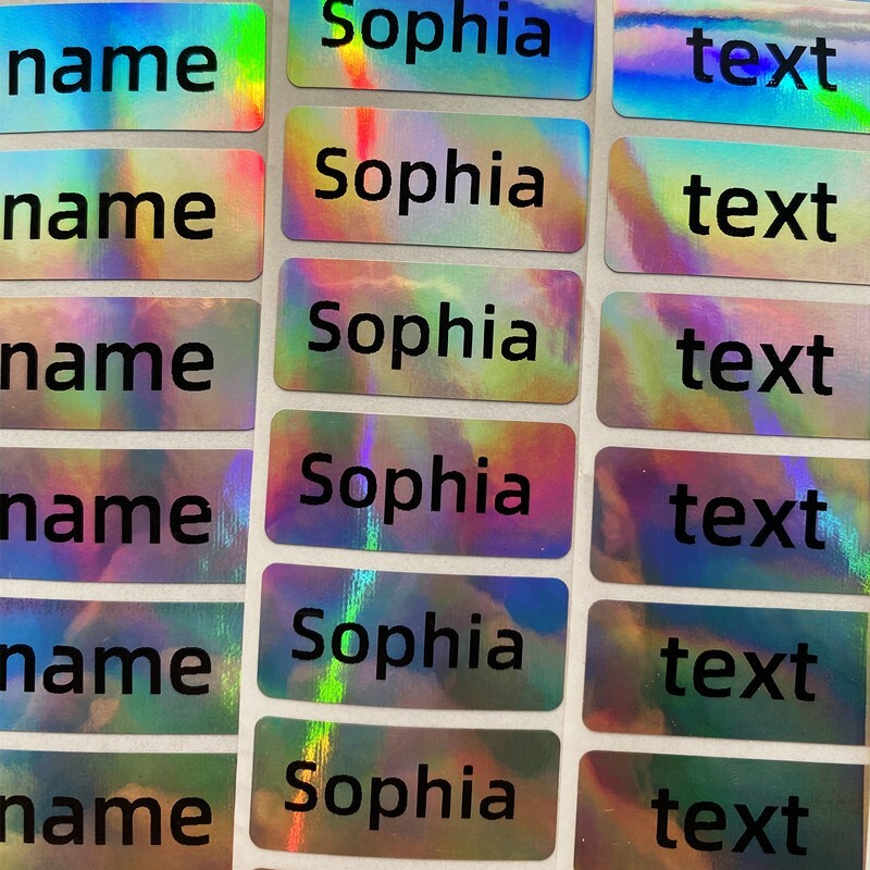30pcs 1.8×0.7in Holographic Name stickers laser label logo/kid/Manicure/business