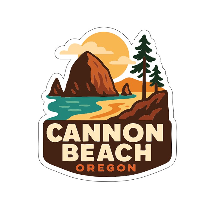 Cannon Beach Sticker Decal Vinyl Die-Cut City Skyline Landmark Design