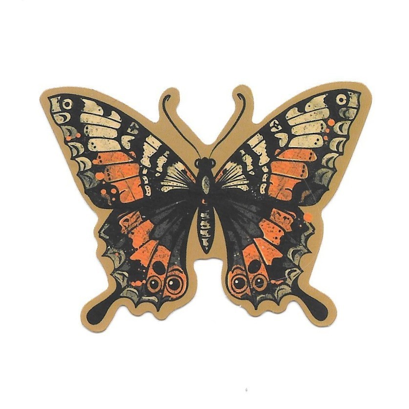 Butterfly Sticker Vinyl Die Cut Orange Moth Decal Journal Scrapbook Art