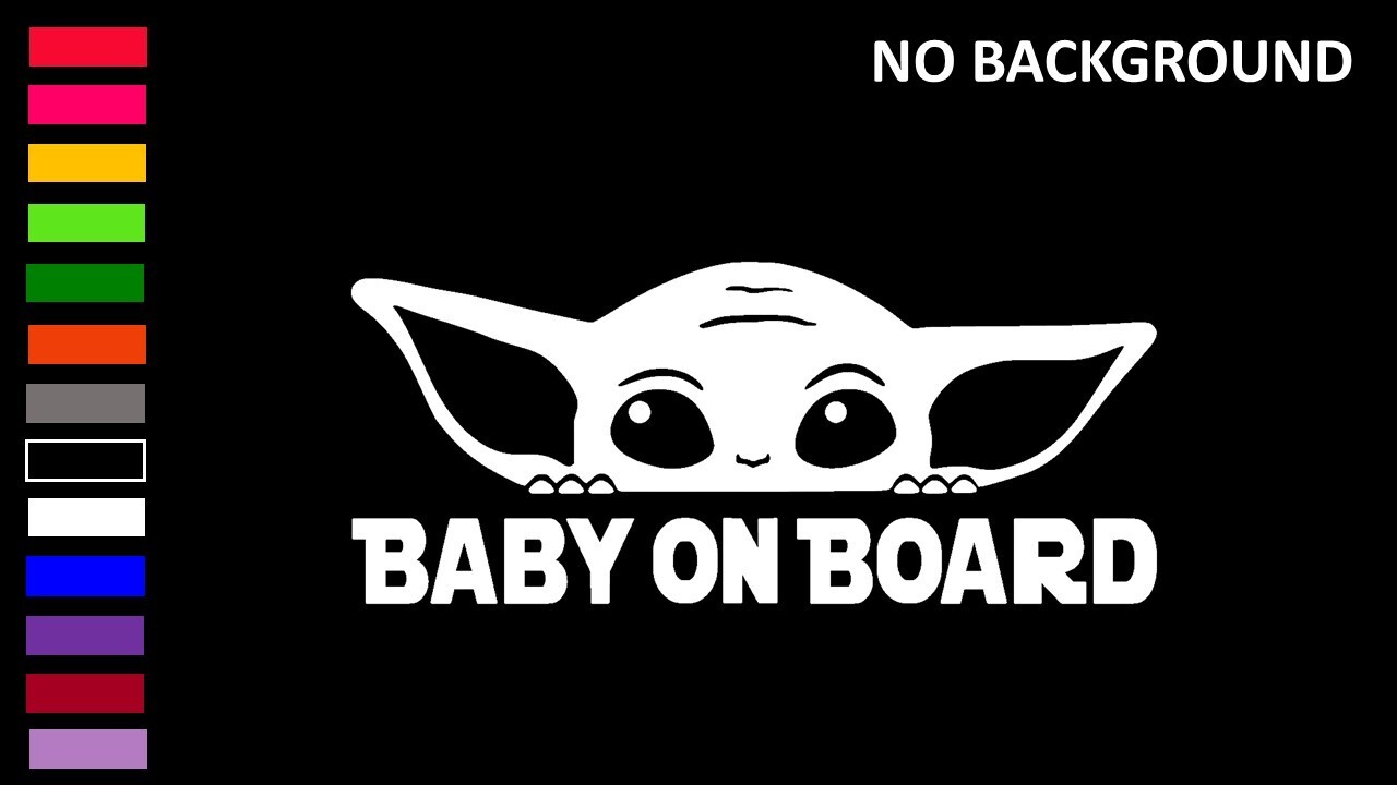 BABY YODA ON BOARD, GROGU, MANDALORIAN, STAR WARS, Decal Sticker for Car, Laptop