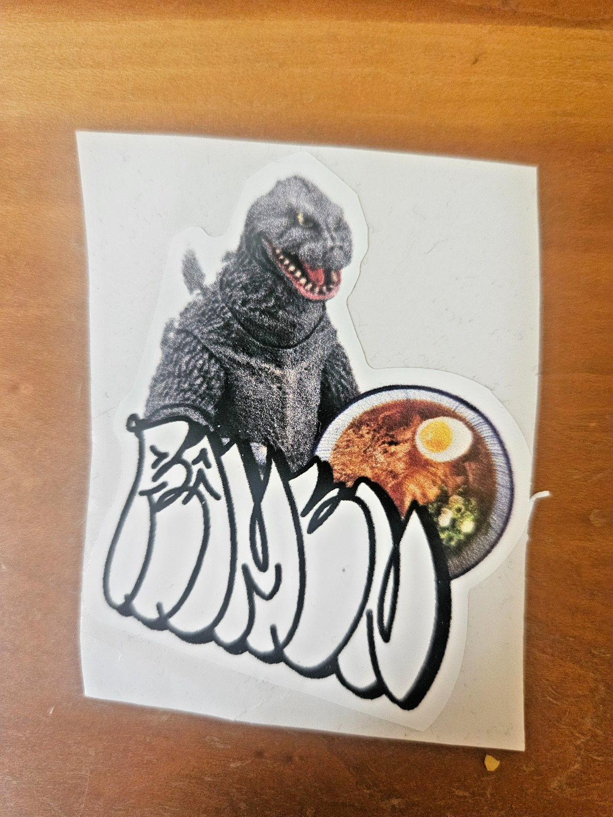 Godzilla Ramen Sticker – Monster – 2.5 X 2 Inches – Small imperfection – Fast