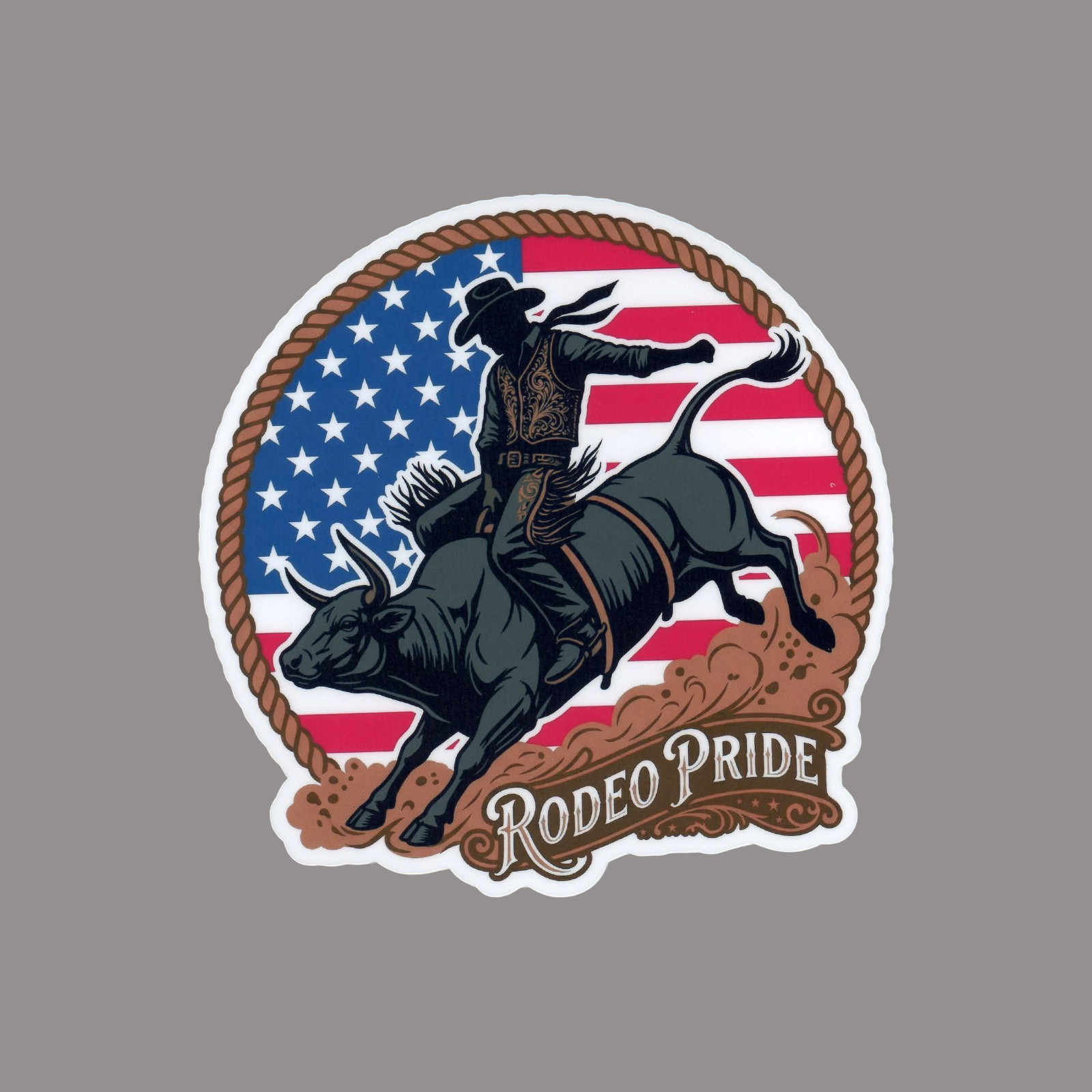 Rodeo Pride Bullrider Lasso Border Western Bullriding Sticker