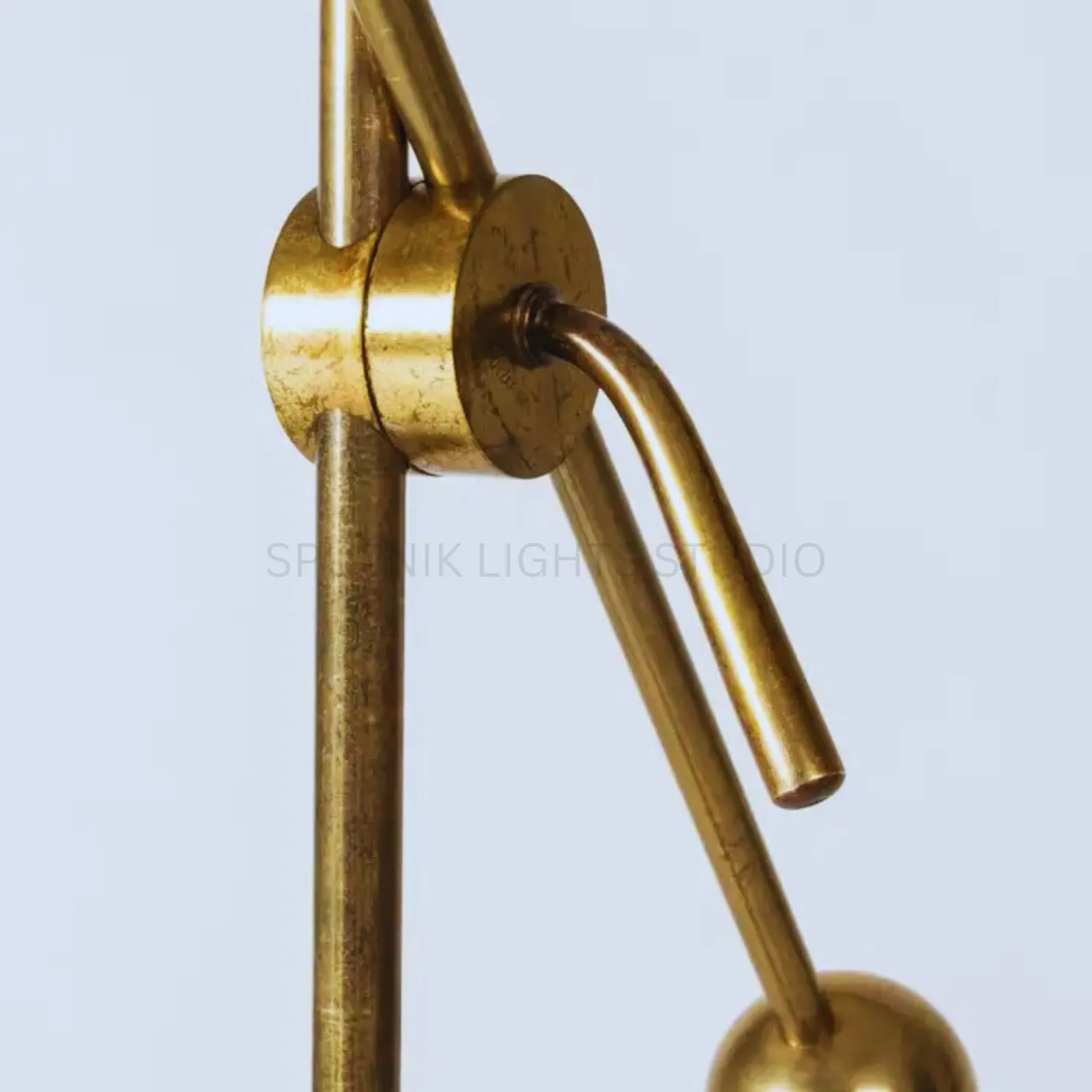 Handcrafted Mid-Century Brass Floor Lamp | Adjustable Black Cone Shade, Minimali