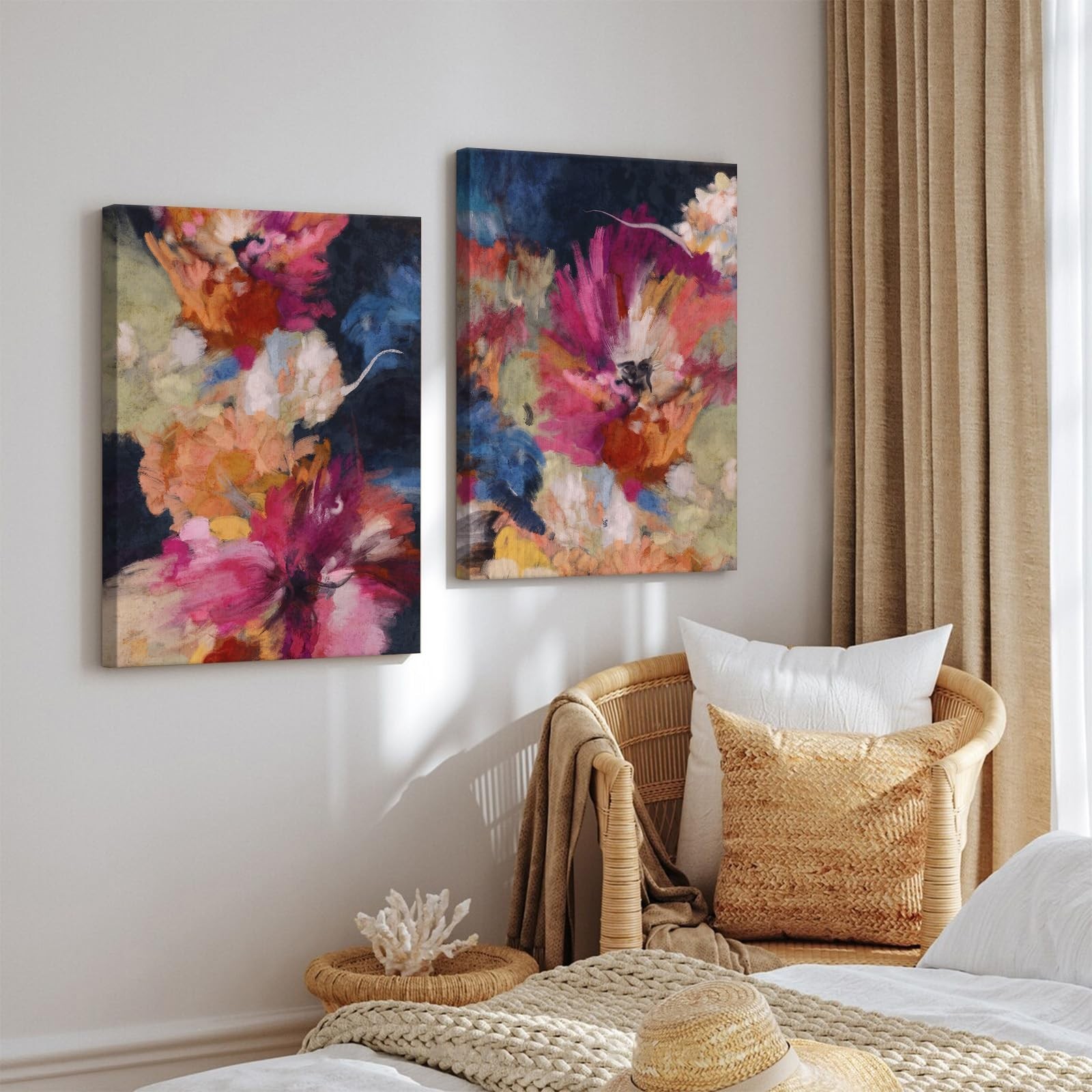 Colorful Abstract Wall Art Decor Modern Flower Canvas Wall Art Abstract Flowe…