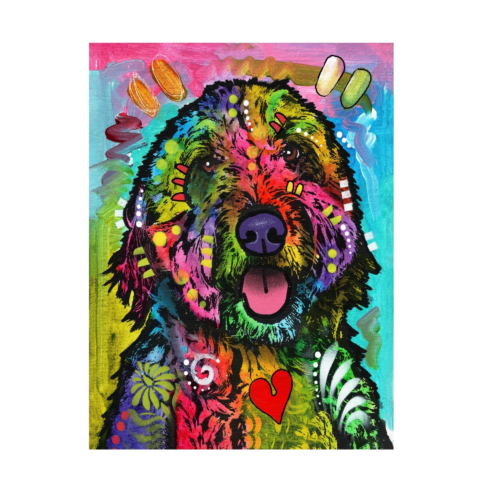 Wrapped Canvas Wall Art – Dean Russo 'Golden Doodle' Wall Art for Living Room…