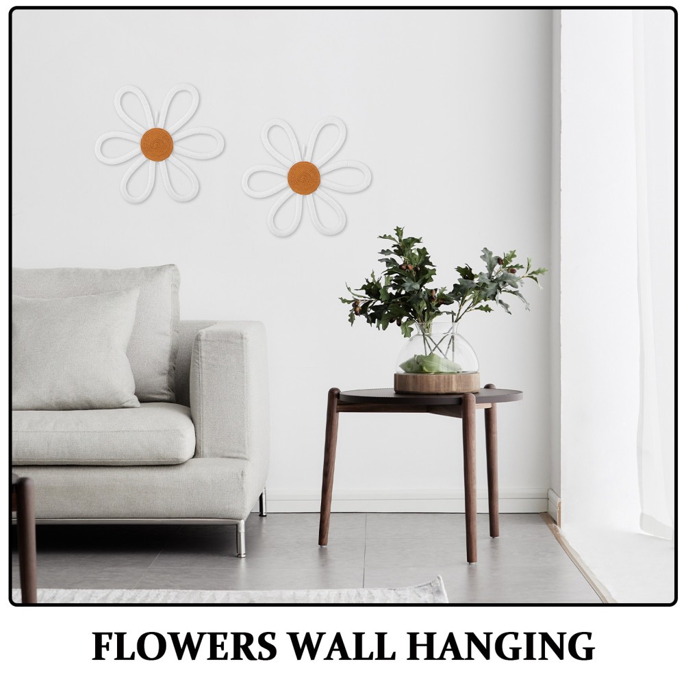 2 Pcs Boho Nursery Wall Decor Bedroom Flower Hanging Daisy Pendant Sign