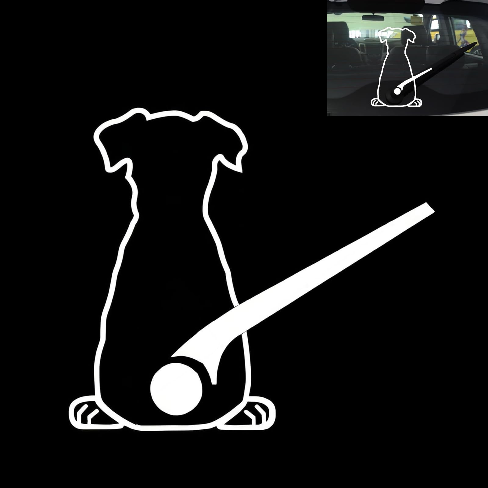 Car Window Dog Decal, Cute Puppy Rear Windshield Wiper Sticker with Tail Wagg…