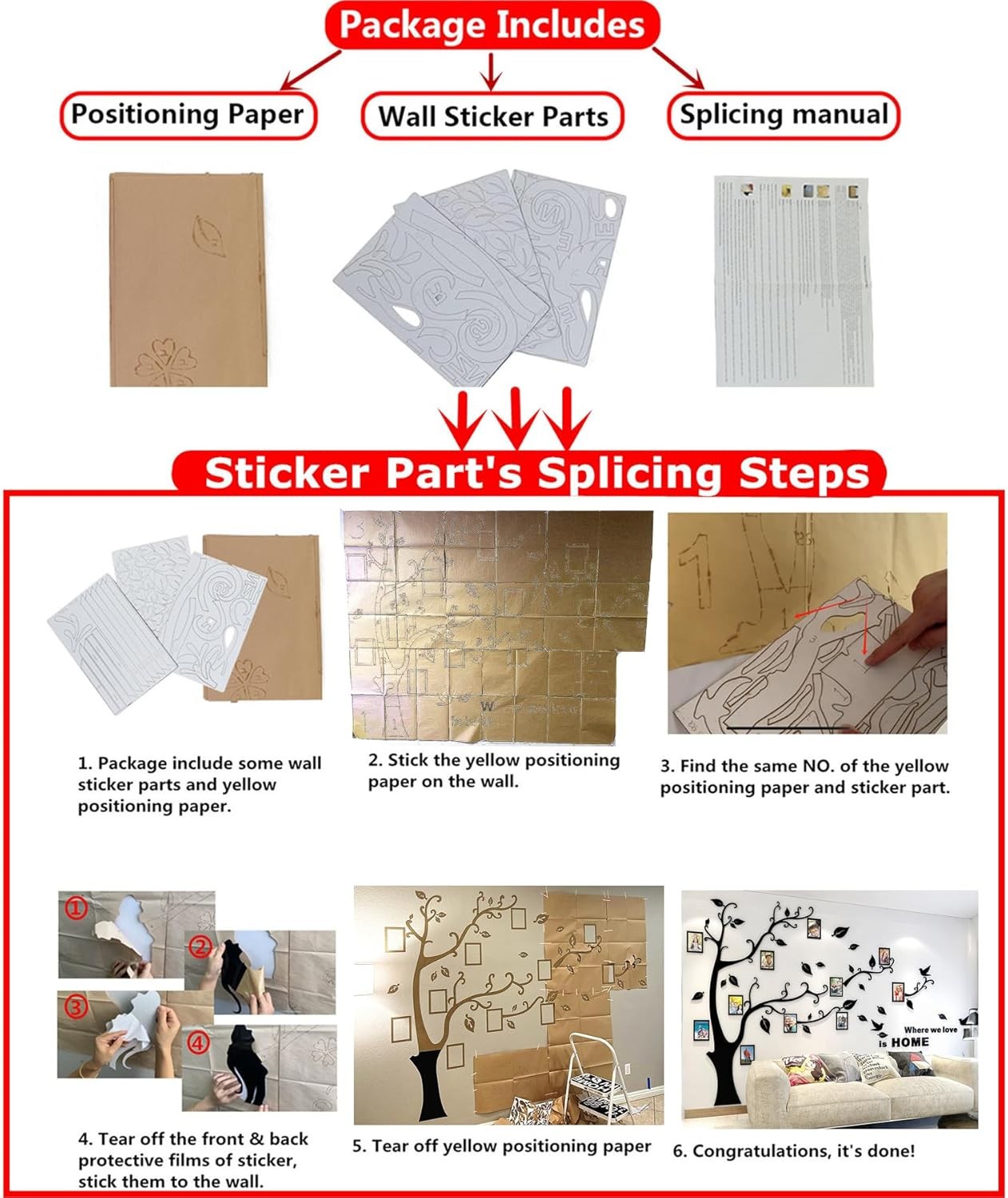 Tree Wall Stickers – DIY Photo Frame Tree Wall Decal Family Photo Frame