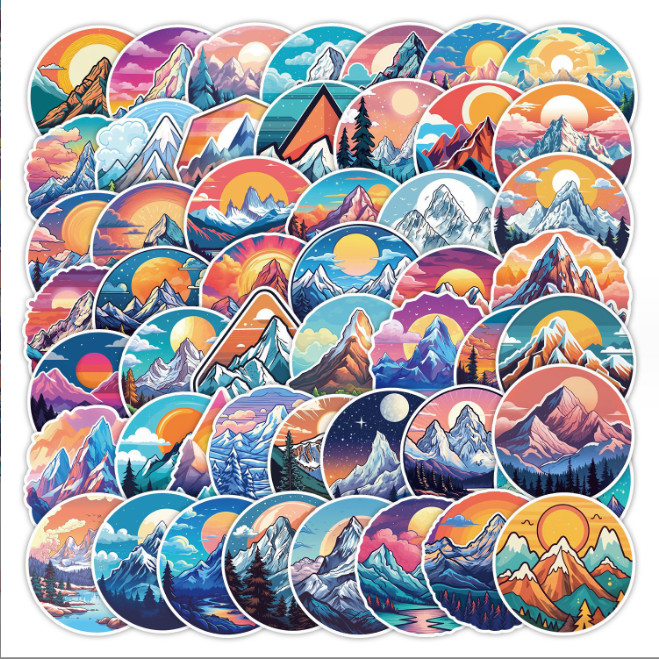 50 Pcs Stickers Snow Mountain Luggage Skateboard Car Phone Laptop Fridge Vinyl