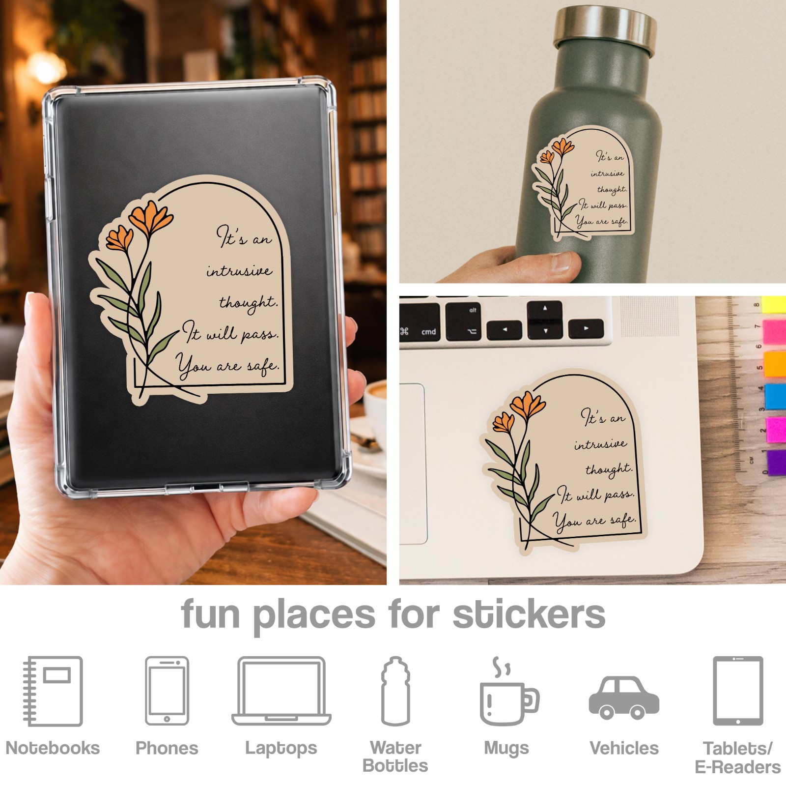 Intrusive Thought Sticker Mental Health Sticker Funny Meme Trendy Decal Labels