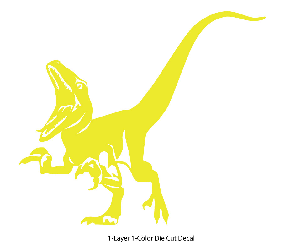 Dinosaur – Roaring Velociraptor #4 – Jurassic Period – 4-21" wide – DieCut Decal
