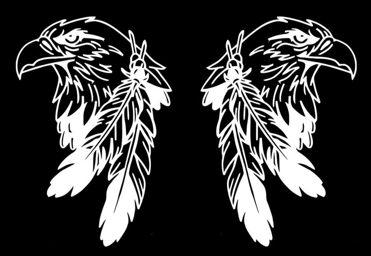 Bald Eagle Native American Feathers Mirrored Color & Size Options Vinyl Decal