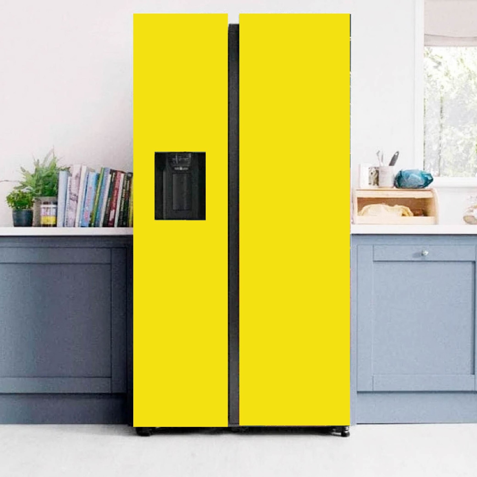 Light Yellow Fridge Wrap Self Adhesive Refrigerator Skin