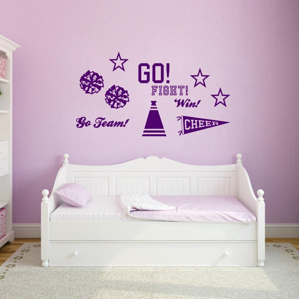 Cheerleading Wall Decal Set – Sports, Athlete, Girls, Teens, Kids, Bedroom, Art