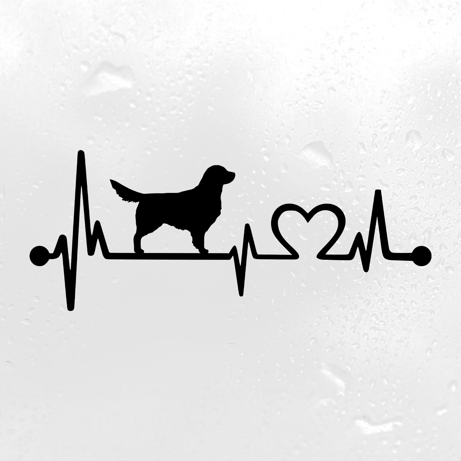 Golden Retriever Heartbeat Vinyl Decal | Heart Love Dog Puppy | Die Cut Sticker