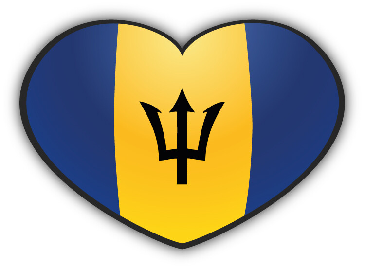 Barbados Glossy Heart Flag Car Bumper Sticker Decal