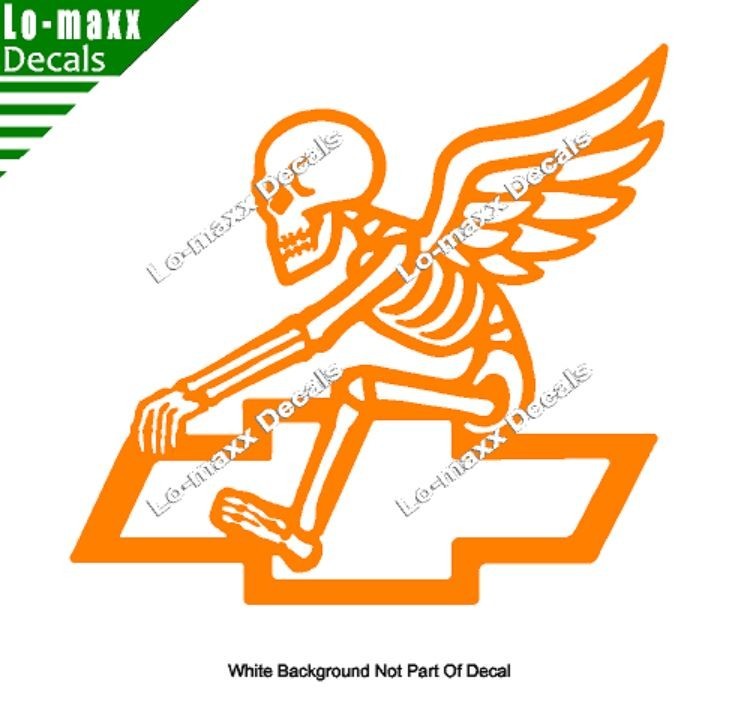 Chevy Bowtie Reaper Skeleton Wings Car Truck Die Cut Vinyl Decal Sticker