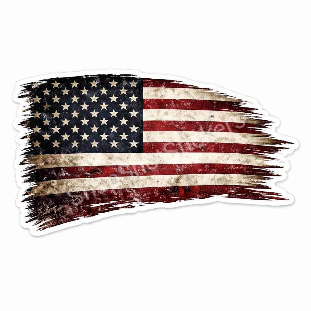 Distressed American Flag Vinyl Sticker Decal Patriotic Car Truck Window