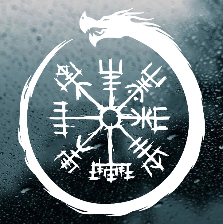 Jormungandr World Serpent Viking Compass V1 Vinyl Decal | Die Cut Sticker Norse