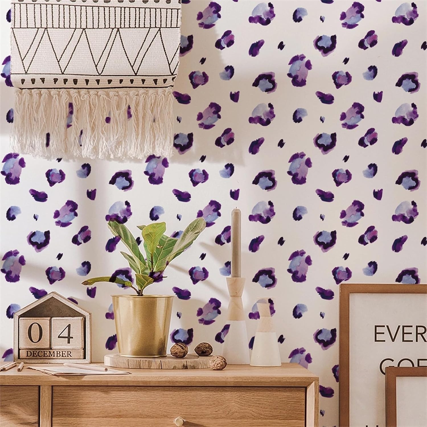 6 Sheets 180 Pcs Purple Leopard Print Wall Stickers, sacinora Animal Spot DIY