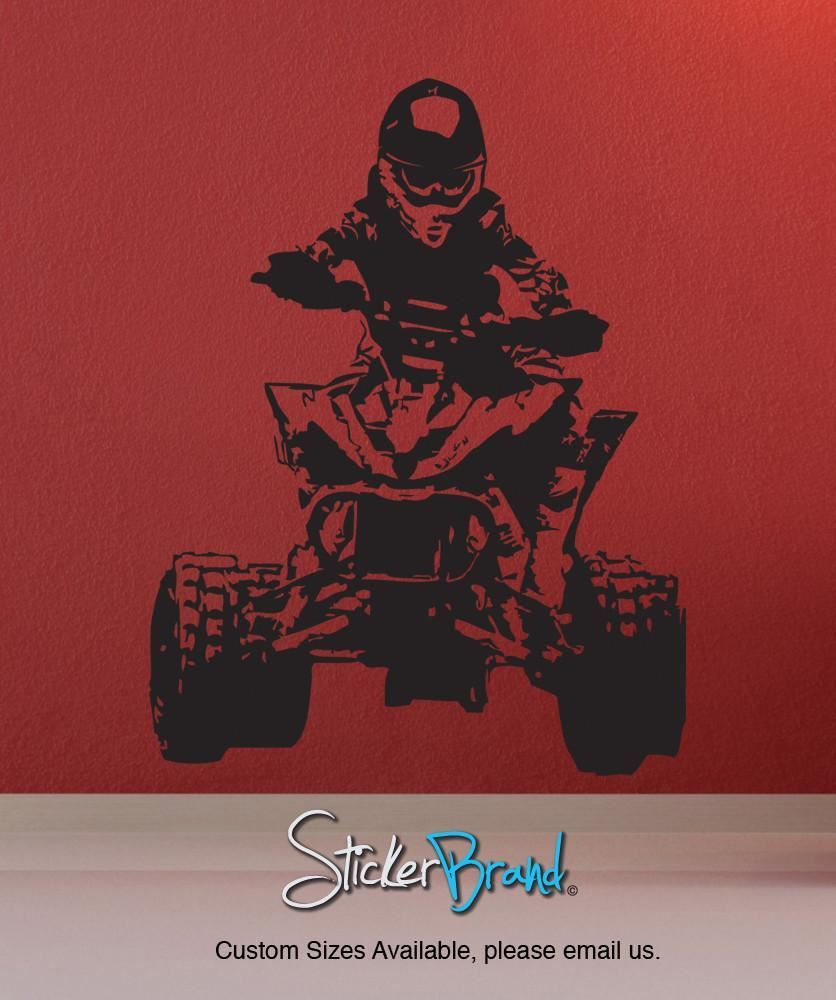 Racing Quad Bike Wall Decal. 4 Wheeler. Xtreme Sports. #JH241