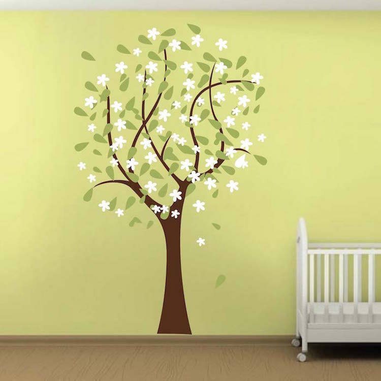 Happy Nursery Tree Wall Decal Wallpaper Floral Plant Life Removable Design, b36