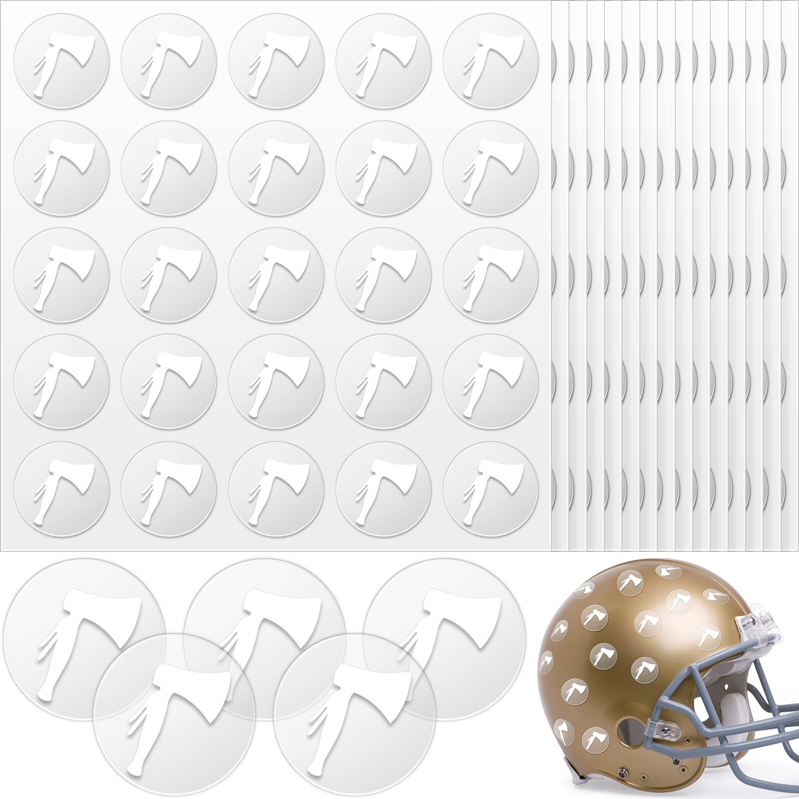 200 Pcs 8 Sheets Football Helmet Stickers Hatchet Decals 1-1/8 Inch Self Adhesiv