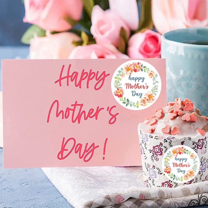 500Pcs Happy Mother s Day Sticker with Sweet Flower Design Adhesive Label Decal