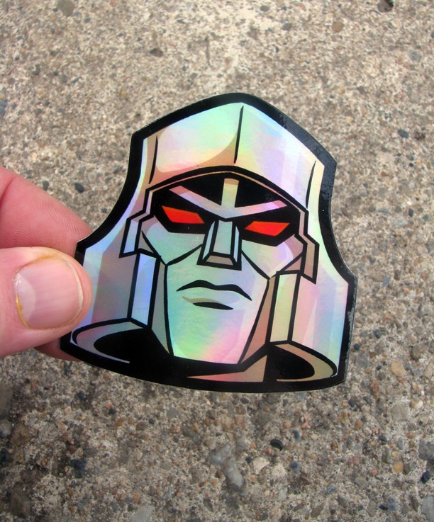 Mega Tron Holographic Sticker Cartoon Robot 80s G1 Metallic Decal