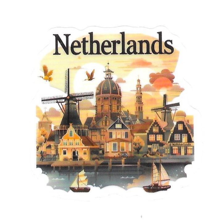 Netherlands Amsterdam Windmill Canal Die Cut Clear European Vinyl Sticker