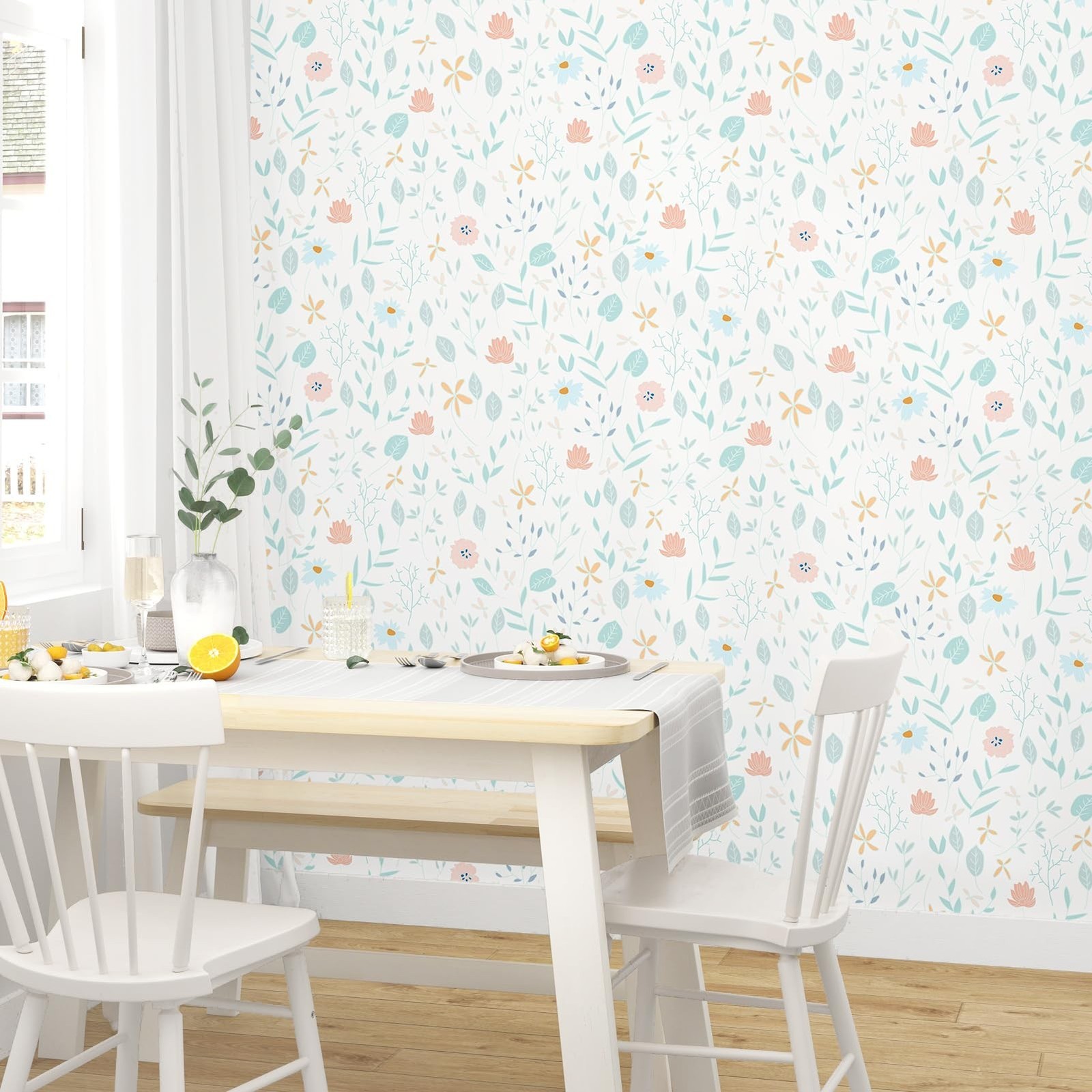 Neutral Pink Flower Wallpaper Peel and Stick Floral Wallpaper Nursery Kids Ro…