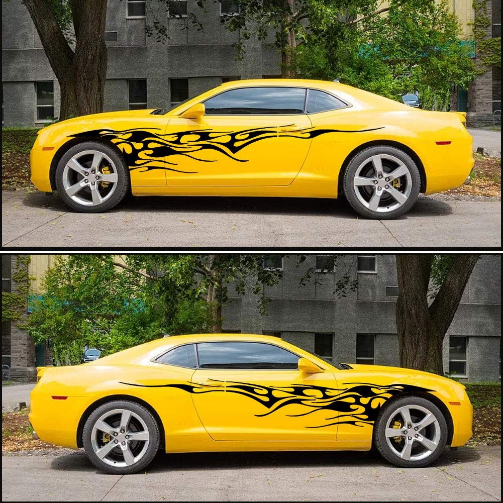 2Pcs 103" Universal Flame Graphics Car Auto Body Side Sticker Racing Sports …