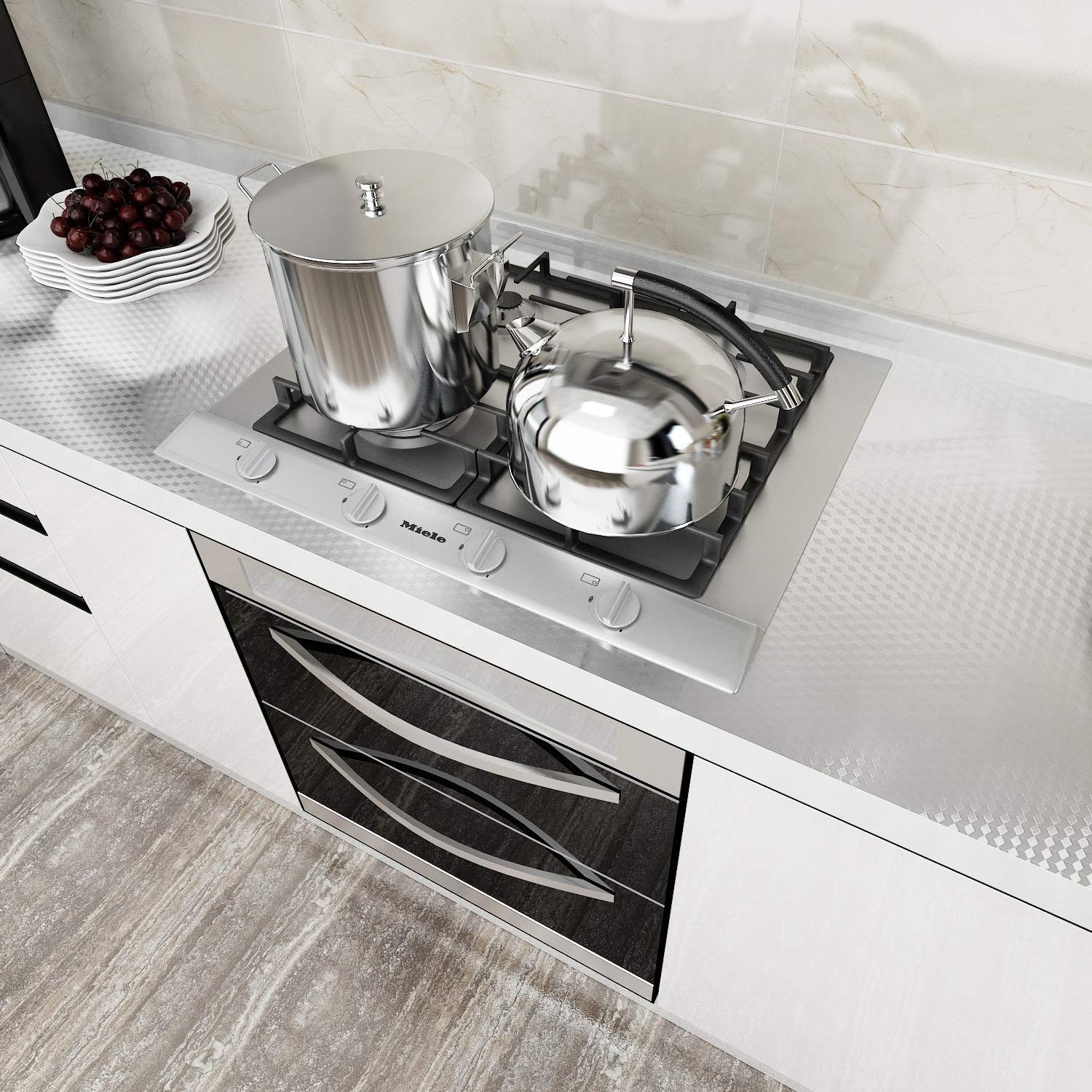 Papel adhesivo cocina aluminio 40×300 cm impermeable anticallos calor