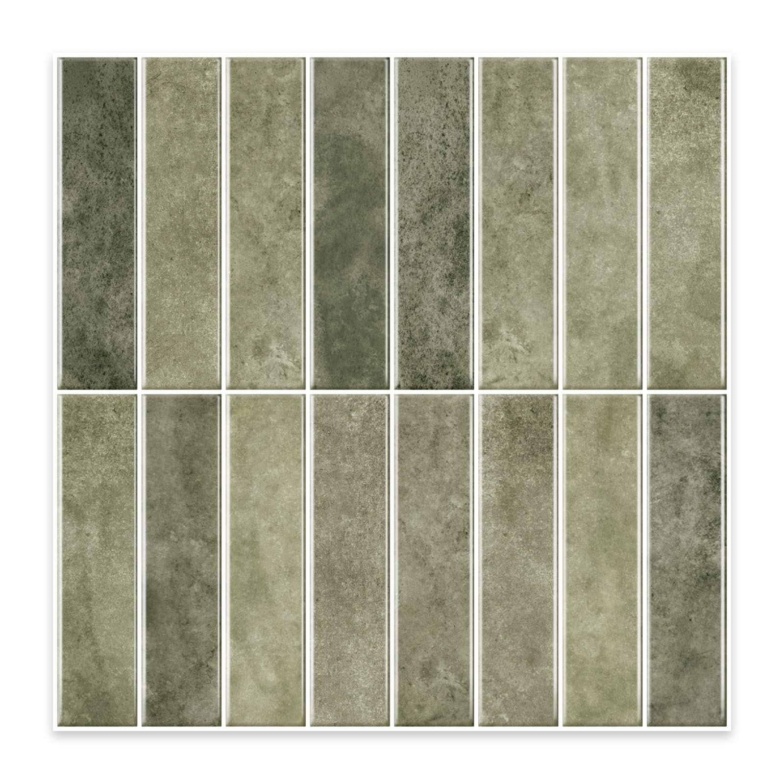 10 Sheets 12x12inch Retro Green 3D Vinyl Backsplash Tiles, Self-Adhesive Peel…