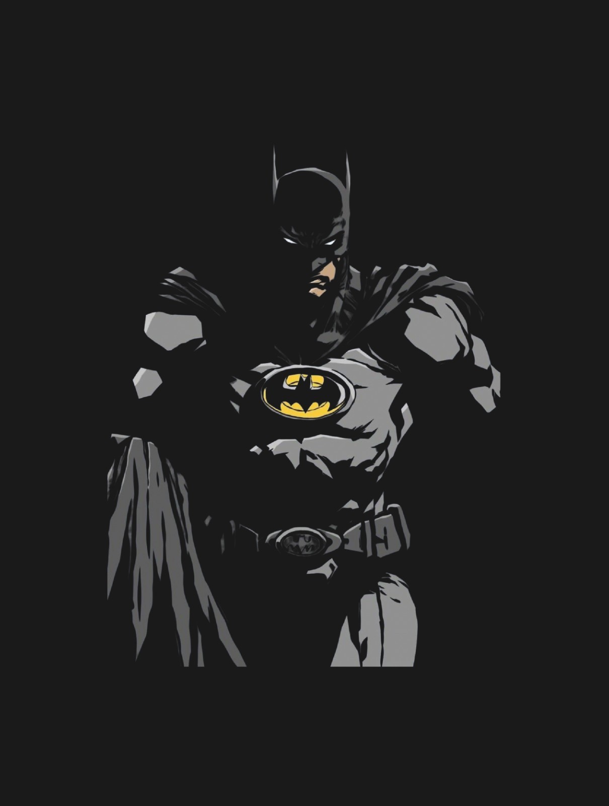 01-82 Batman Bust Grayscale and Yellow Logo Silhouette UV DTF 2 FOR 1