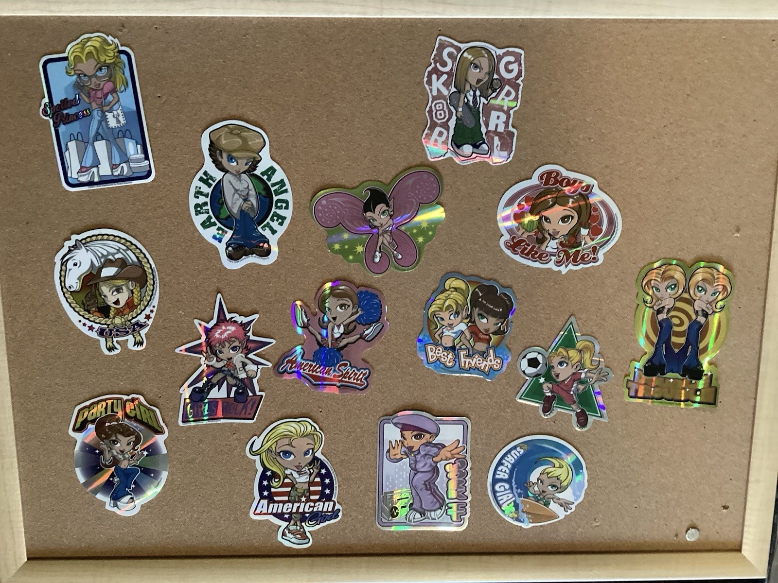 2003 Y2K ODM ZUM Brand Imports Prism Holo Girl Power Vending Sticker Lot of 15