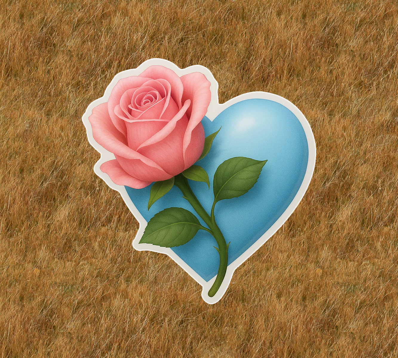 Beautiful Pink rose around heart vinyl sticker decal – many sizes available